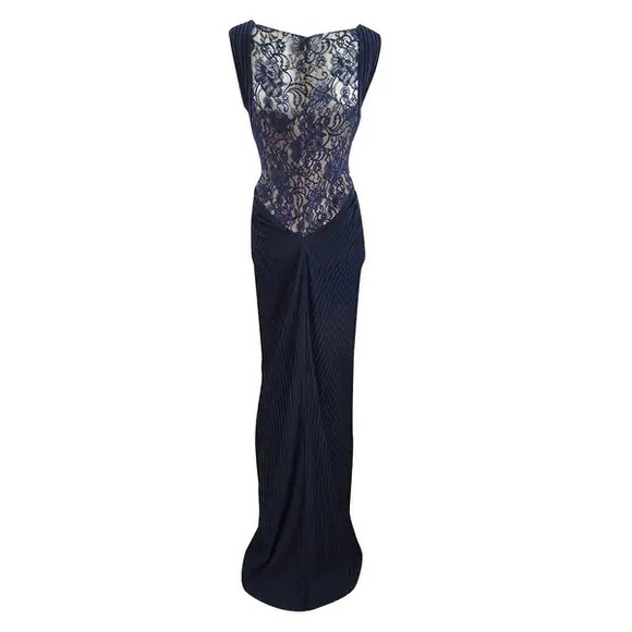 Tadashi shoji jersey pinturk navy dress - Picture 4 of 4